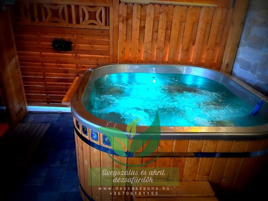 MALIBU 8 személyes NÉGYSZÖGLETES Akril dézsafürdő külső kályhával - Image 37