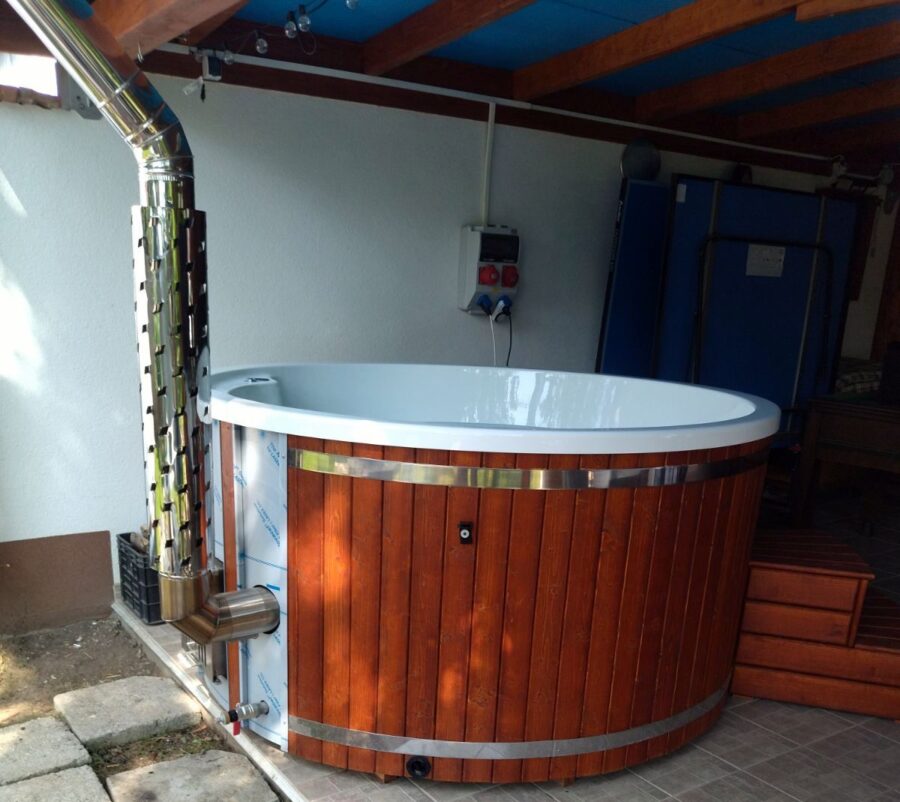 6 személyes CLASIC IN INTEGRÁLT KÁLYHÁS PRÉMIUM AKRIL dézsafürdő wellness csomagban - Image 53